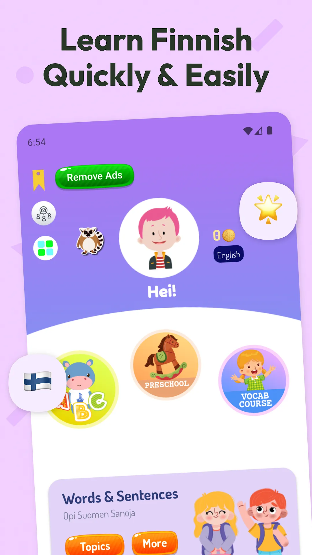 Learn Finnish For Beginners main screen
